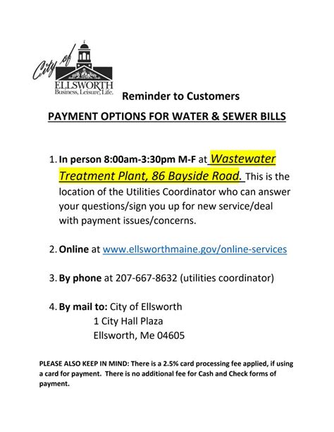 Info on Water & Sewer Payments .